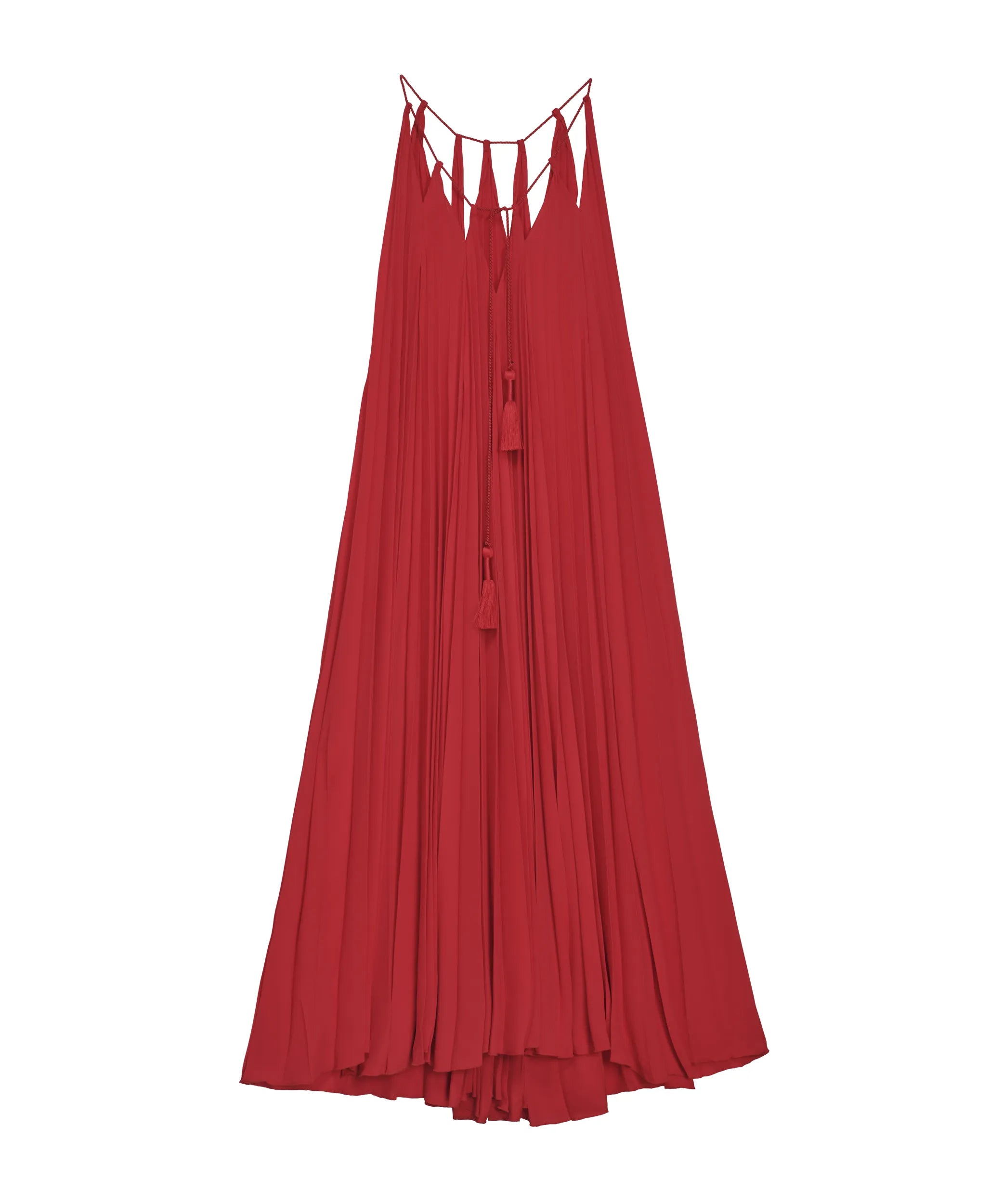 satin midi dresses for spring -Althea V Neck Cut Out Halter Midi Dress Red