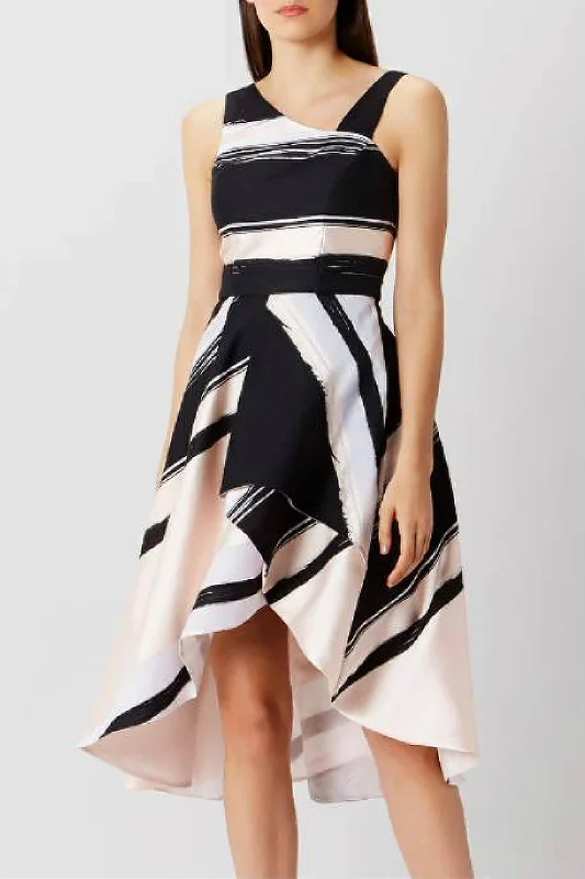 satin midi dresses for evening -Columbus Stripe Midi Dress