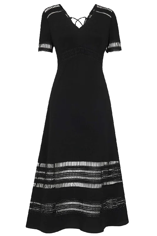 designer midi dresses for spring -Elisa Lace Detail Midi Dress