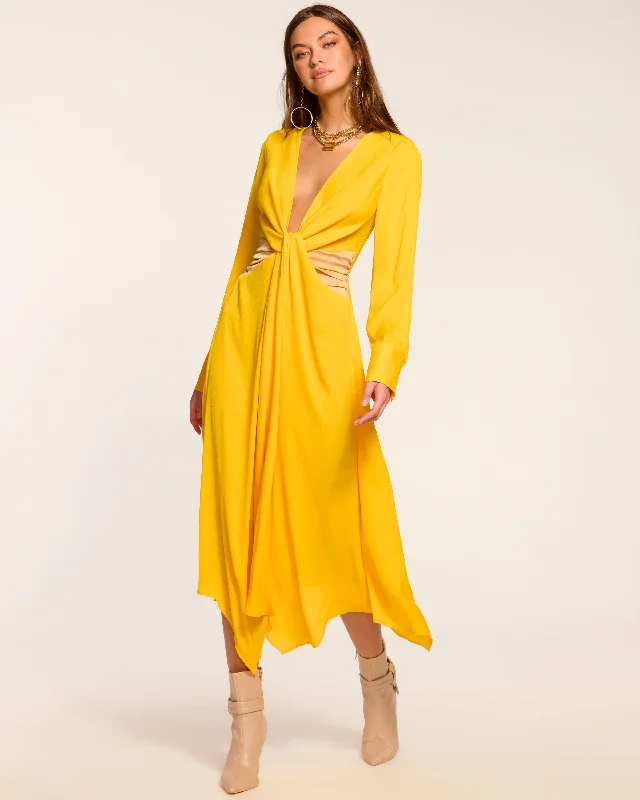 stylish midi dresses for spring -Colorblock Tatia Long Sleeve Midi Dress