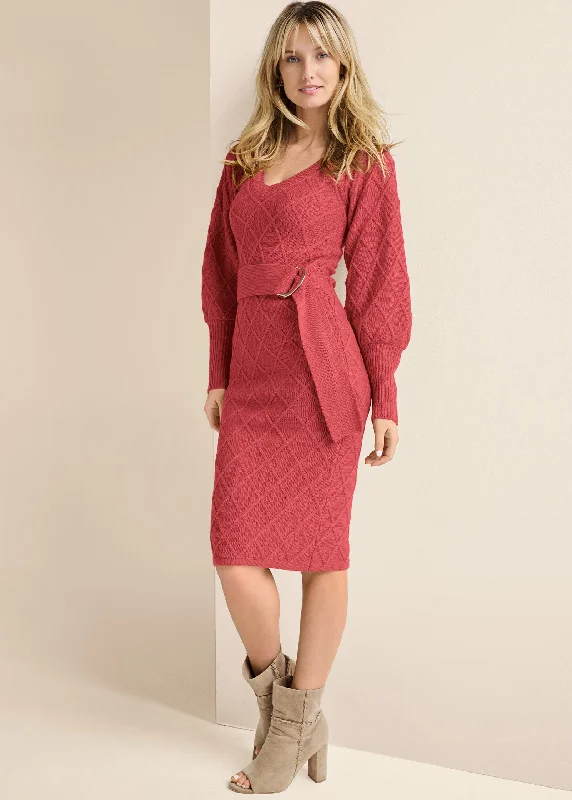 bold midi dresses for spring -Belted Midi Sweater Dress  - Baked Apple