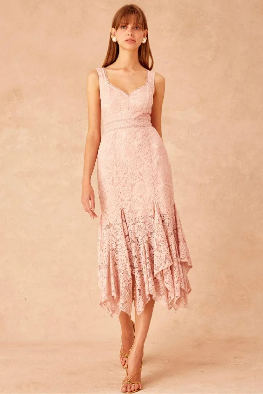 formal midi dresses for spring -Lonely Lace Midi Dress