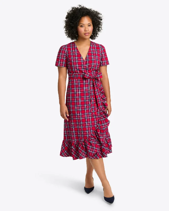 black midi dresses for spring -Reba Midi Wrap Dress in Angie Plaid