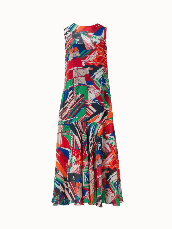 green midi dresses for spring -A-Line Midi Dress with Sea Clipper Print