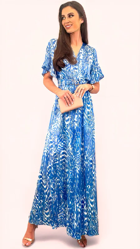 velvet midi dresses for summer -4-A1592 Mabilia Blue Printed Midi Dress