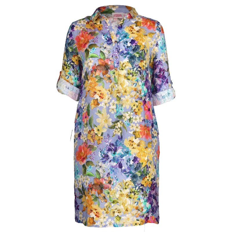 designer midi dresses for spring -Mandy Cocoon Midi Dress Floral Lilac