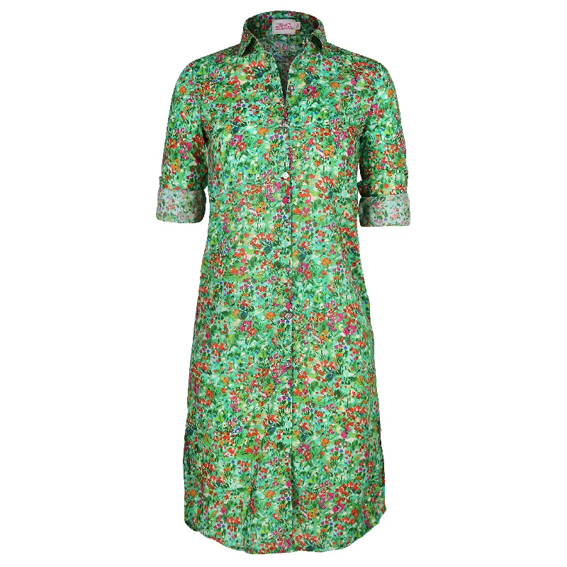 formal midi dresses for spring -Jilly midi shirt dress green floral