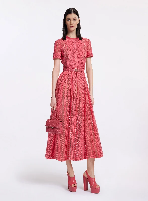 simple midi dresses for spring -Macramé Midi Dress