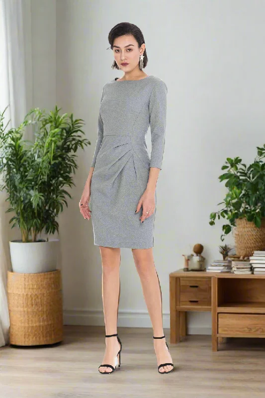 satin midi dresses for spring -Grey midi dress