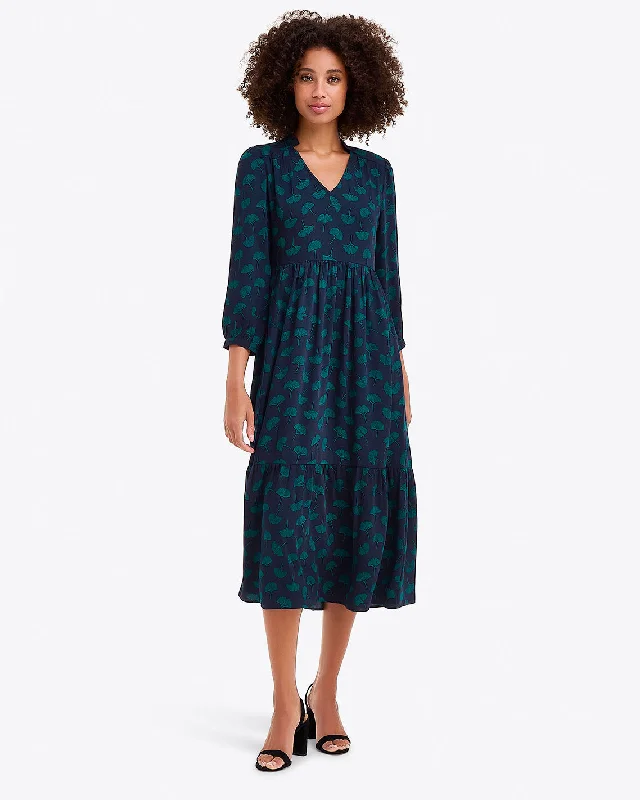 polka dot midi dresses for spring -Katie Midi Dress in Ginko Leaf