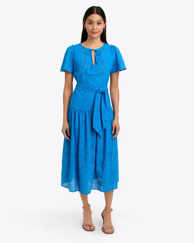 cotton midi dresses for spring -Mia Midi Dress in Eyelet