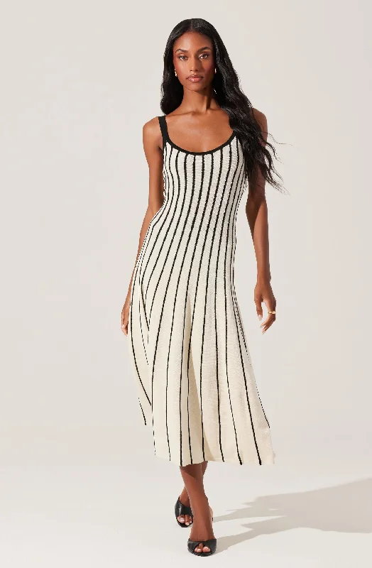 modern midi dresses for spring -Irecia Stripe Sweater Midi Dress