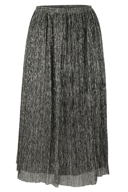 stylish midi dresses for spring -Metallic Jersey Midi Skirt