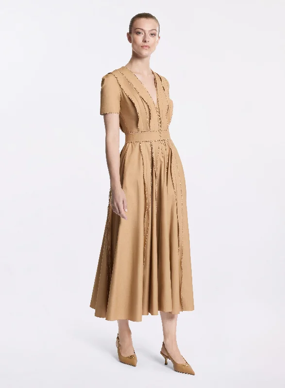 simple midi dresses for women -Poplin Midi Dress