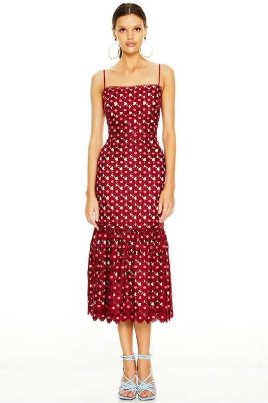 polka dot midi dresses for spring -Lady of Luxury Midi Dress