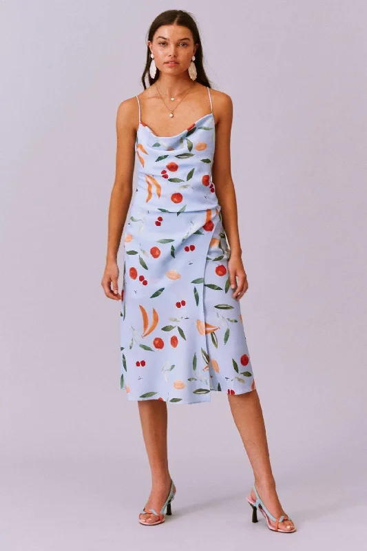 affordable midi dresses for spring -Calypso Midi Dress Blue Fruitbowl