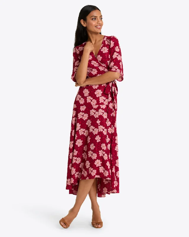 casual midi dresses for spring -Fiona Wrap Midi Dress in Lurex Crepe