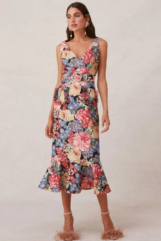 silk midi dresses for spring -Runaway Midi Dress