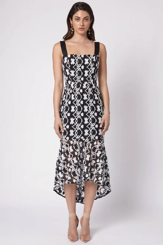 designer midi dresses for spring -Montreal Frill Midi Dress