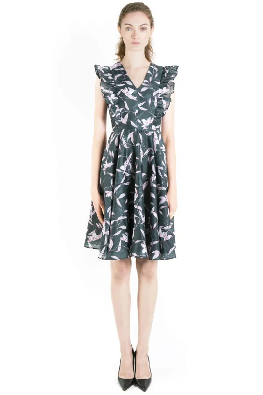 vintage midi dresses for spring -Foliage Midi Dress