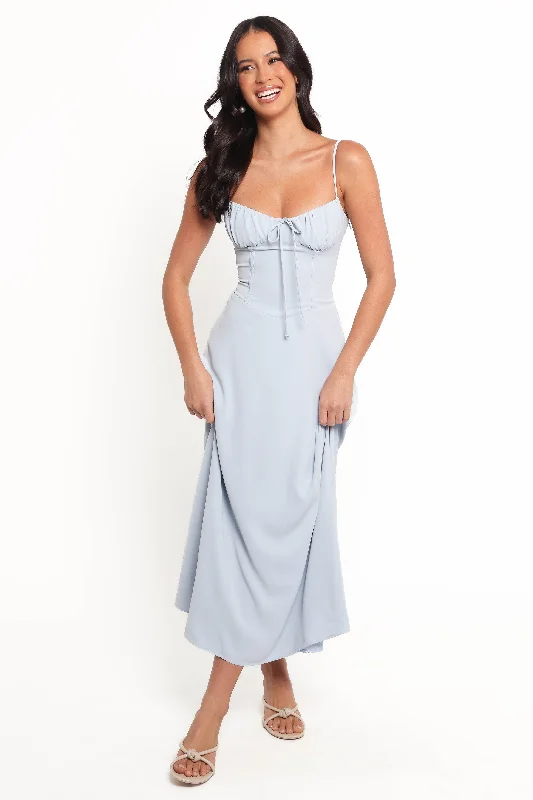 white midi dresses for spring -Nadina Midi Dress - Soft Blue