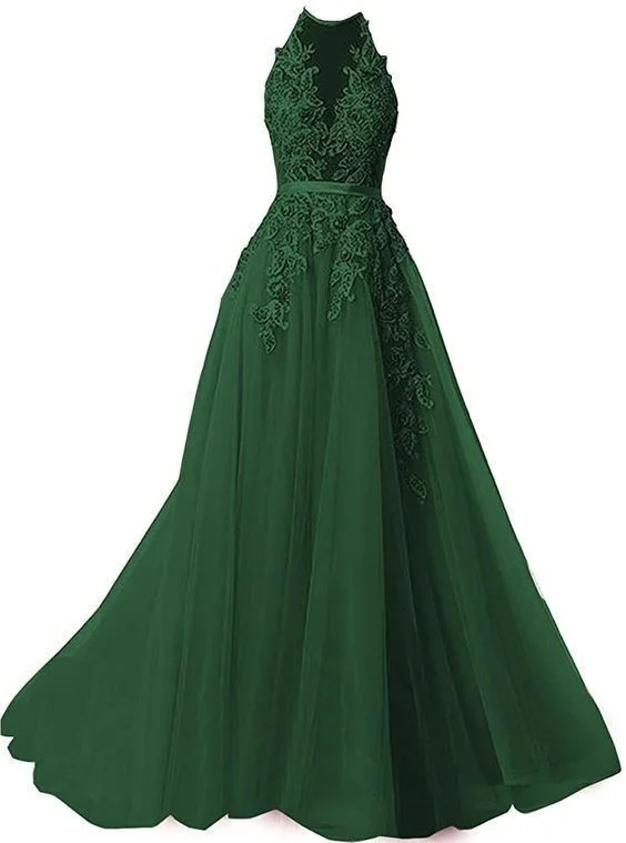 stylish evening dress for summer -A-line Prom Dresses Spaghetti Straps Applique Prom Dress Evening Dresses cc415