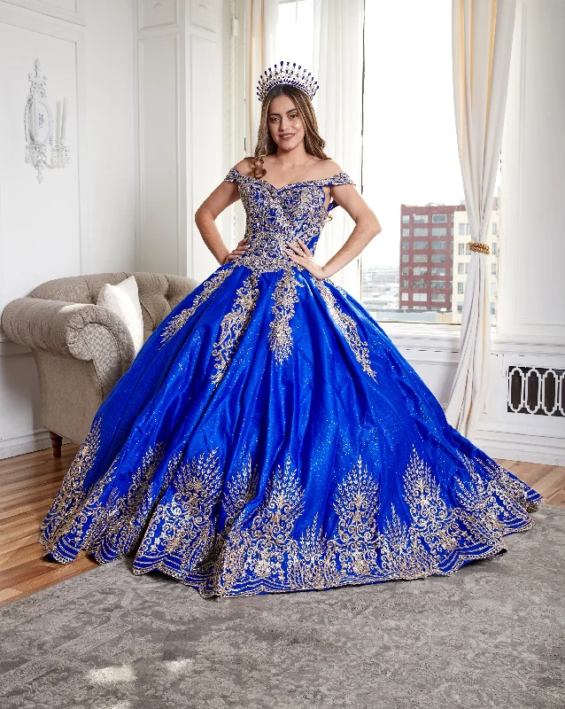 stylish evening dress for summer -Applique Off Shoulder Ball Gown by Calla KY72838