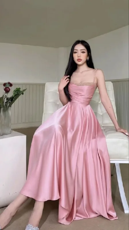 plus size evening dress for summer -Chic A-line Pink Prom Dress,Pink Formal Dress  cc921