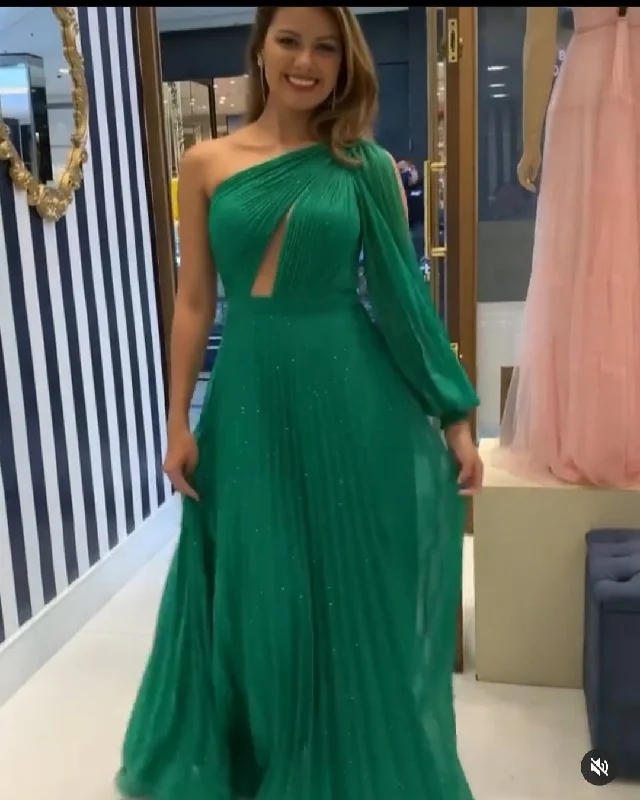 satin evening dress for summer -Fashion Green Prom Dresses, Sexy Evening Dress cc899