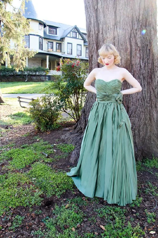 designer evening dress for summer -Green sweetheart pleated evening prom dresses cc801