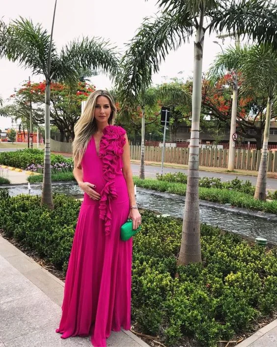 green evening dress for prom -Modest Fuchsia Floor Length Prom Dress,Charming Evening Dress cc603