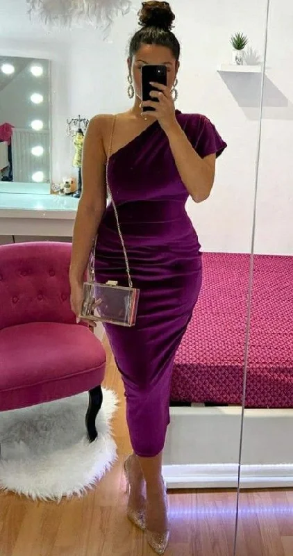 short evening dress for summer -Purple evening dress , women fashion dresses, prom gown cc852