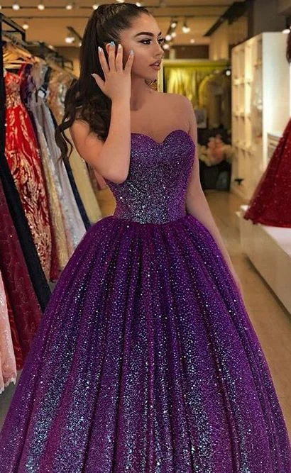 blue evening dress for party -Sweetheart Dark Purple Prom Dresses Formal Evening Dresses cc49