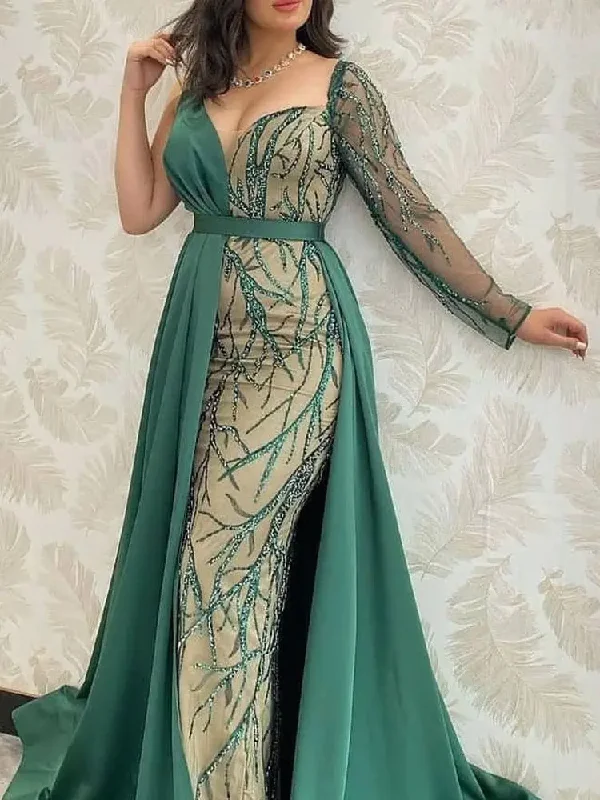 short evening dress for summer -Temperament Applique Mermaid Evening Dress Sexy Ladies Formal Dresses cc681