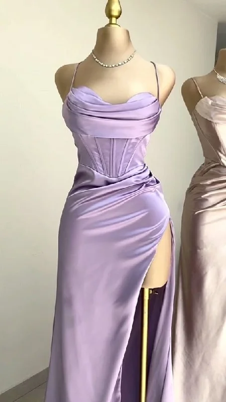 vintage evening dress for summer -Trendy Lavender Sheath Prom Dress,Evening Dress  cc957