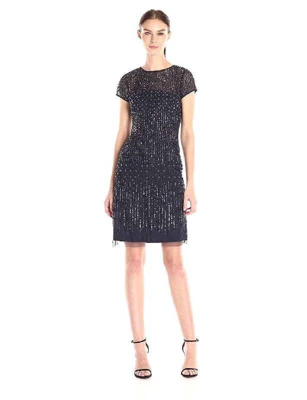 affordable party dress for summer -affordable party dress for summer -Adrianna Papell - 41926810 Cap Sleeve Rivulet Beaded Sheath Dress