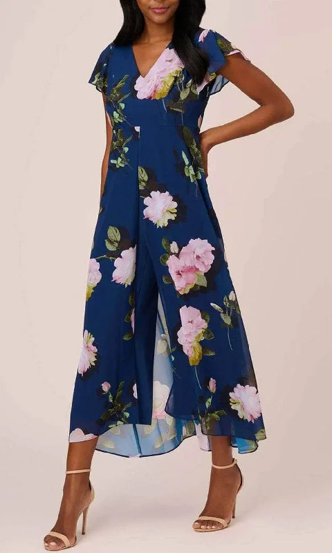 stylish party dress for summer -stylish party dress for summer -Adrianna Papell AP1D104961 - Floral Print Chiffon Jumpsuit