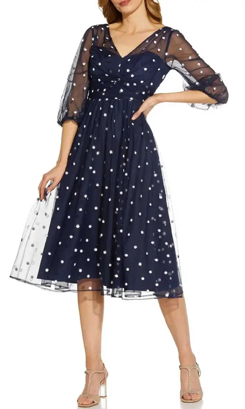 sequin party dress for summer -sequin party dress for summer -Adrianna Papell AP1E208991 - Tea Length Polkadot Dress