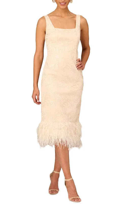 short party dress for summer -short party dress for summer -Aidan Mattox MD1E207643 - Square Feather Trim Evening Dress