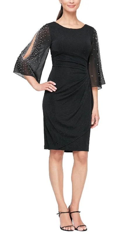 affordable party dress for summer -affordable party dress for summer -Alex Evenings 8127604 - Jeweled Split Sleeve Cocktail Dress