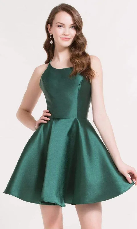 green party dress for summer -green party dress for summer -Alyce Paris - 3703 Strappy Fitted Halter Cocktail Dress