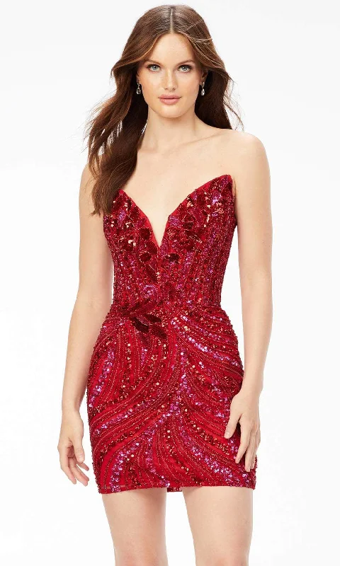 sequin party dress for summer -sequin party dress for summer -Ashley Lauren 4500 - Strapless Sequin Cocktail Dress