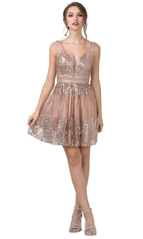 pink party dress for summer -pink party dress for summer -Aspeed Design - S2344 Shimmer Sequins Open Back Dress