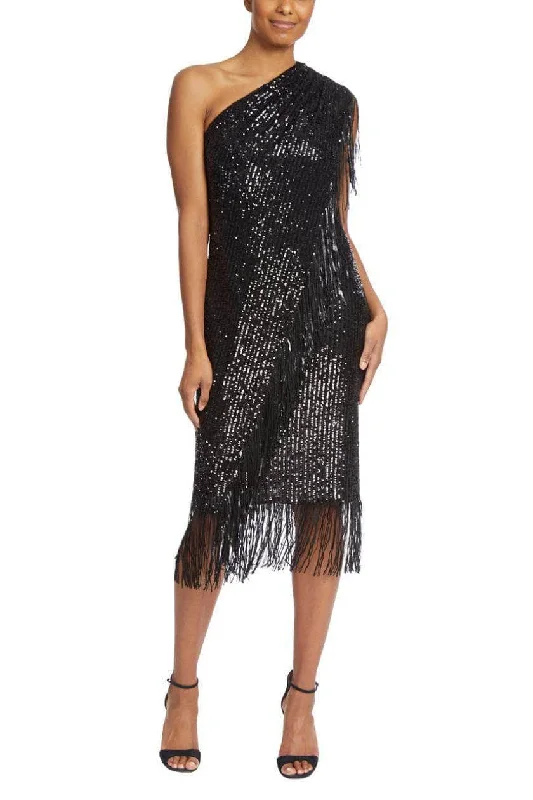 modern party dress for summer -modern party dress for summer -Badgley Mischka SC2800 - Sequined Fringe Asymmetric Cocktail Dress