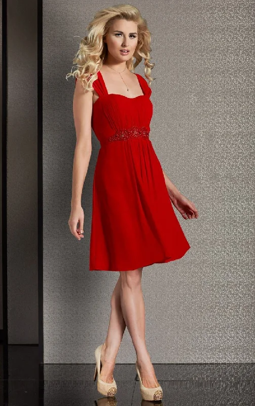 trendy party dress for summer -trendy party dress for summer -Clarisse - M6261 Ruched Sweetheart Flare Dress