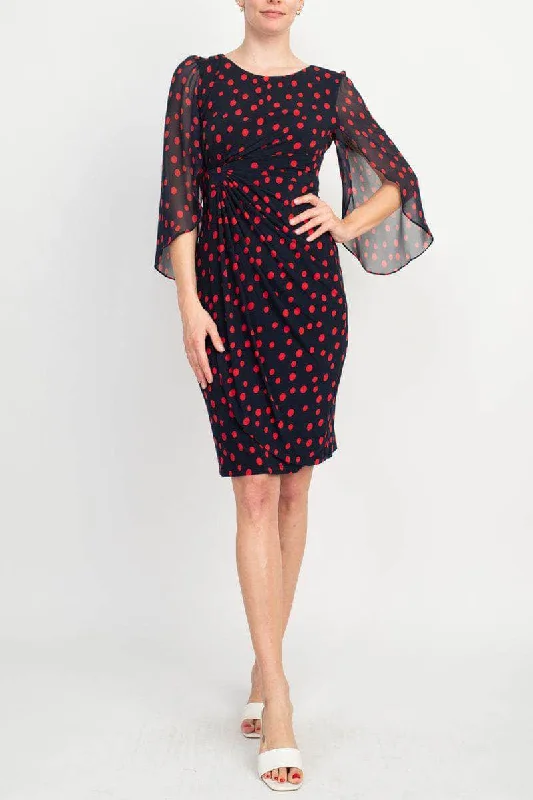 formal party dress for summer -formal party dress for summer -Connected Apparel TFW01832M1 - Split Sleeve Polka Dot Cocktail Dress