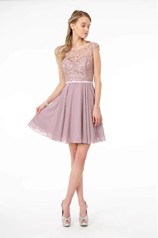 satin party dress for summer -satin party dress for summer -Elizabeth K - Sleeveless Lace Chiffon Dress GS2807