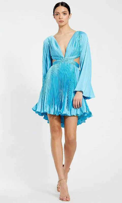 short party dress for summer -short party dress for summer -Ieena Duggal 27379 - Plunging V-Neck Pleated Cocktail Dress