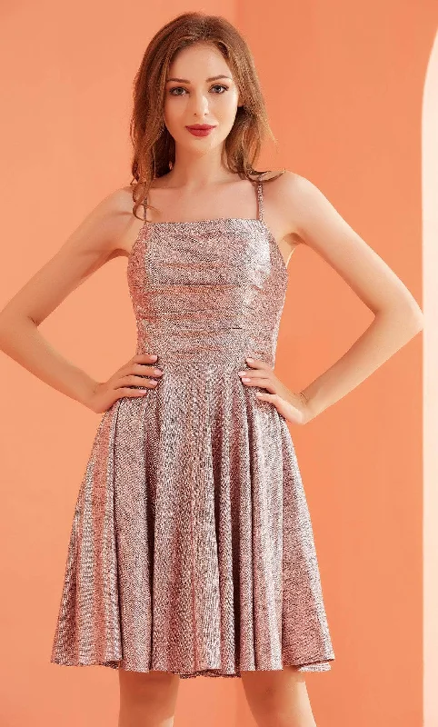 sequin party dress for summer -sequin party dress for summer -J'Adore Dresses J22084 - Pleated Bod Shiny Short Dress