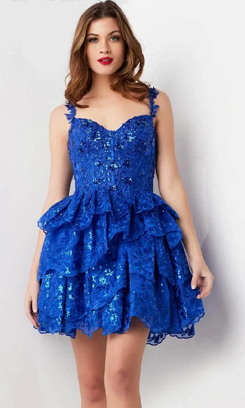 blue party dress for summer -blue party dress for summer -Jovani 37080 - Sequin Embroidered Sweetheart Cocktail Dress